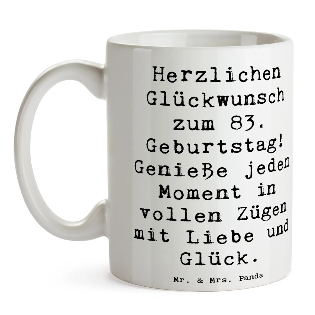 Tasse Spruch 83. Geburtstag Liebe Glück Tasse mit Motiven, Teetasse, Tasse mit Zitaten, Geschenktasse, Porzellantasse, Bürotasse, Kaffeetasse, Keramiktasse, Tasse, Geburtstag, Geburtstagsgeschenk, Geschenk