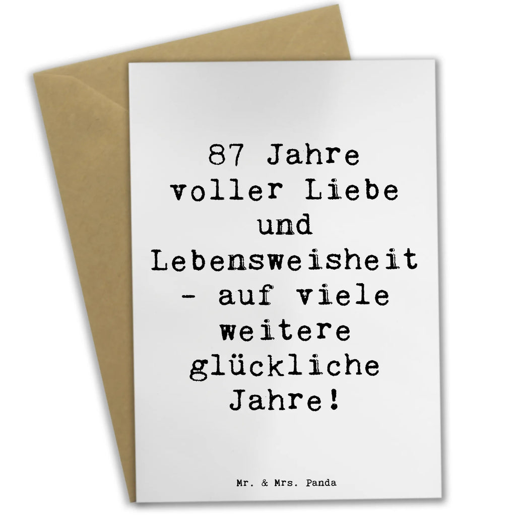 Greetings card Saying 87 Jahre voller Liebe und Lebensweisheit - auf viele weitere glückliche Jahre! Grußkarte, Glückwunschkarte, Hochzeitskarte, Einladungskarte, Geburtstagskarte, Klappkarte, Ansichtskarten, Karte, Geburtstag, Geburtstagsgeschenk, Geschenk
