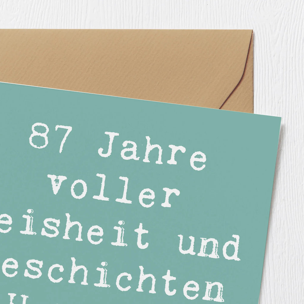Deluxe Karte Spruch 87. Geburtstag Weisheit Einladungskarte, Karte, Grußkarte, Hochwertige Klappkarte, Klappkarte, Hochzeitskarte, Geburtstagskarte, Glückwunschkarte, Hochwertige Grußkarte, Geburtstag, Geburtstagsgeschenk, Geschenk