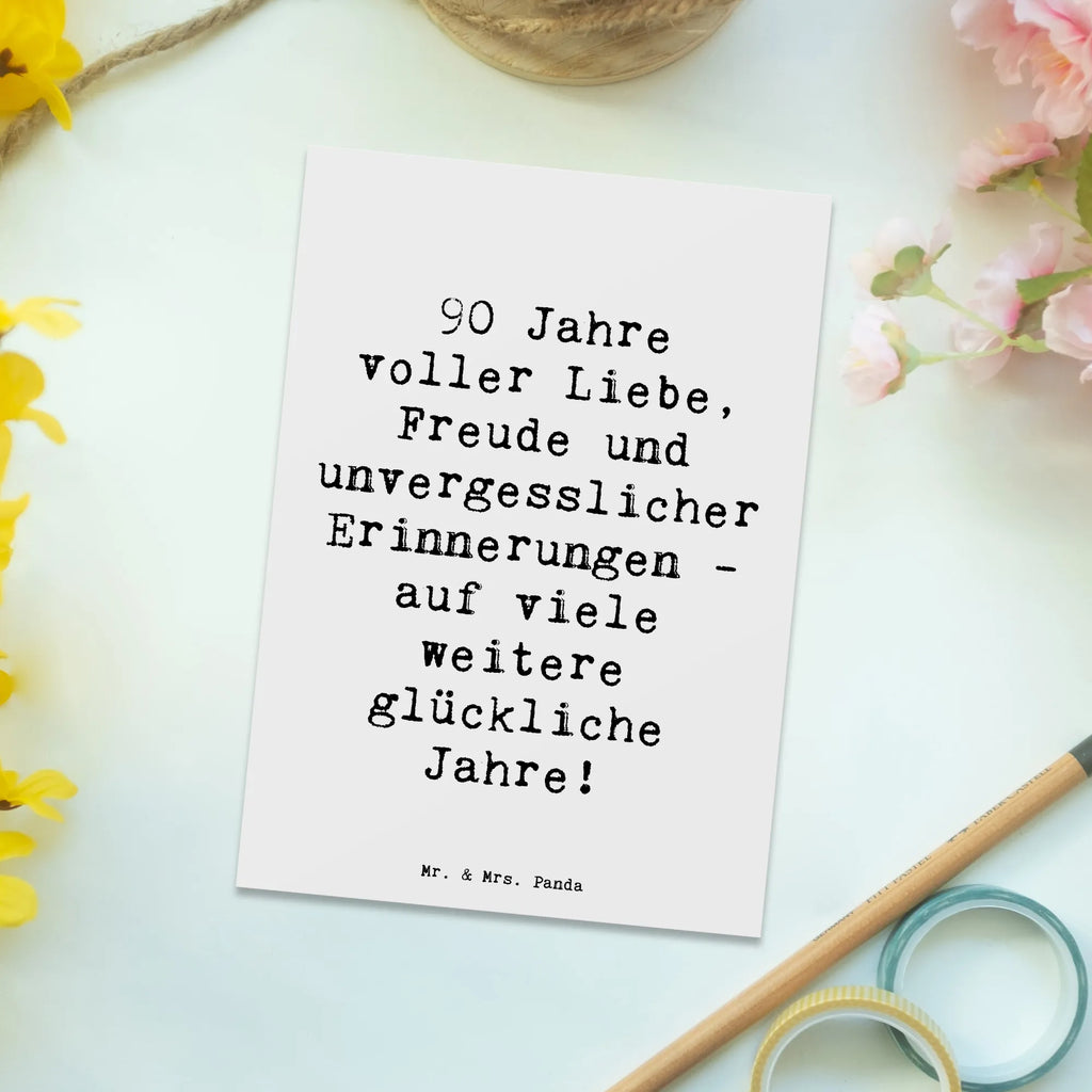 Postcard Saying 90 Jahre voller Liebe, Freude und unvergesslicher Erinnerungen - auf viele weitere glückliche Jahre! Einladung Geburtstag, Geburtstagskarte, Ansichtskarten, Einladungskarte, Postkarte, Einladungskarten Geburtstag, Einladung, Ansichtskarte, Grußkarte, Karte, Geschenkkarte, Dankeskarte, Geburtstag, Geburtstagsgeschenk, Geschenk