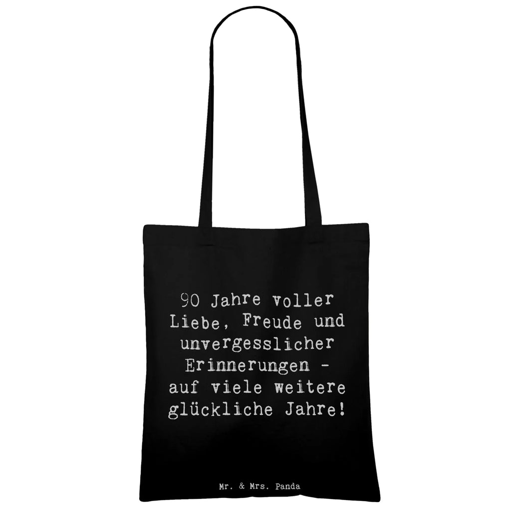 Tote bag Saying 90 Jahre voller Liebe, Freude und unvergesslicher Erinnerungen - auf viele weitere glückliche Jahre! Beuteltasche, Beutel, Einkaufstasche, Jutebeutel, Stoffbeutel, Tasche, Shopper, Umhängetasche, Strandtasche, Schultertasche, Stofftasche, Tragetasche, Badetasche, Jutetasche, Einkaufstüte, Laptoptasche, Geburtstag, Geburtstagsgeschenk, Geschenk