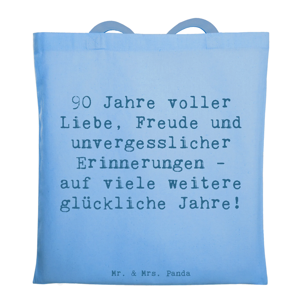 Tote bag Saying 90 Jahre voller Liebe, Freude und unvergesslicher Erinnerungen - auf viele weitere glückliche Jahre! Beuteltasche, Beutel, Einkaufstasche, Jutebeutel, Stoffbeutel, Tasche, Shopper, Umhängetasche, Strandtasche, Schultertasche, Stofftasche, Tragetasche, Badetasche, Jutetasche, Einkaufstüte, Laptoptasche, Geburtstag, Geburtstagsgeschenk, Geschenk