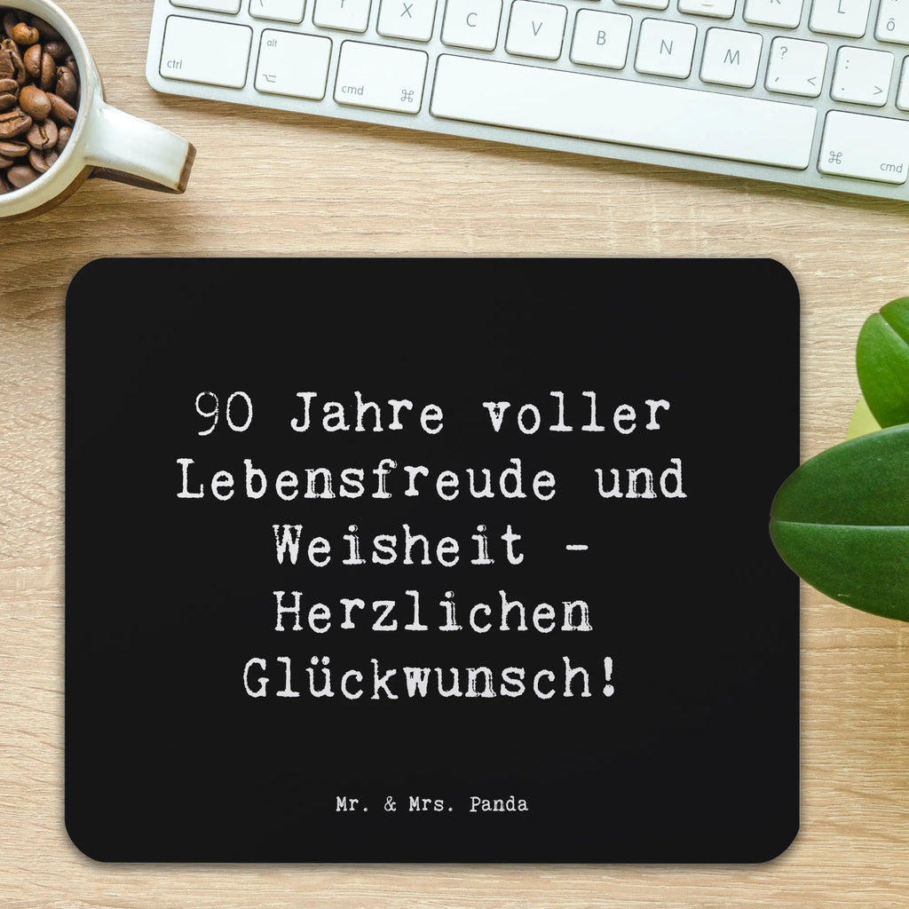 Mouse mat Saying 90 Jahre voller Lebensfreude und Weisheit - Herzlichen Glückwunsch! Arbeitszimmer, PC Zubehör, Büroausstattung, Mauspad Büro, Einzigartiges Mauspad, Computer zubehör, Mausunterlage, Designer Mauspad, Mousepad, Mauspad, Geburtstag, Geburtstagsgeschenk, Geschenk