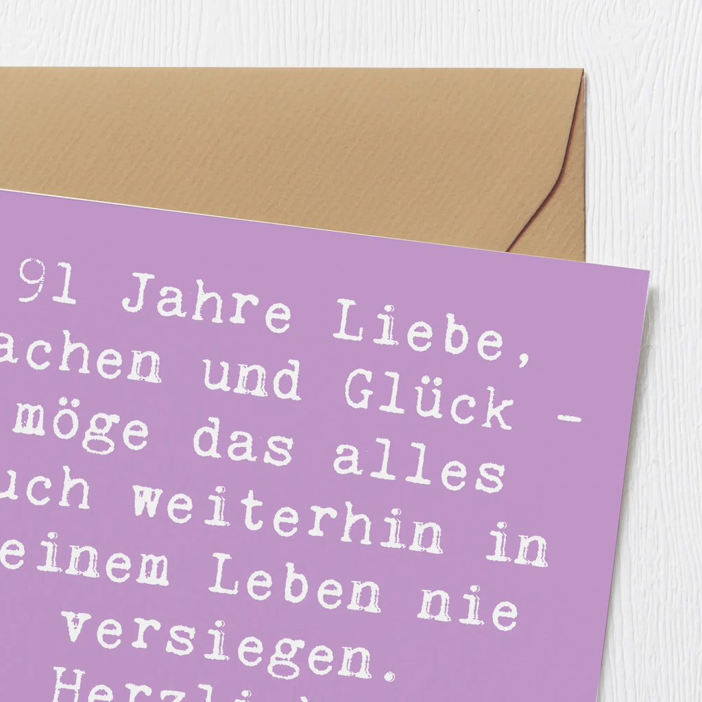 Deluxe Karte Spruch 91. Geburtstag Hochzeitskarte, Geburtstagskarte, Karte, Einladungskarte, Hochwertige Klappkarte, Klappkarte, Hochwertige Grußkarte, Glückwunschkarte, Grußkarte, Geburtstag, Geburtstagsgeschenk, Geschenk