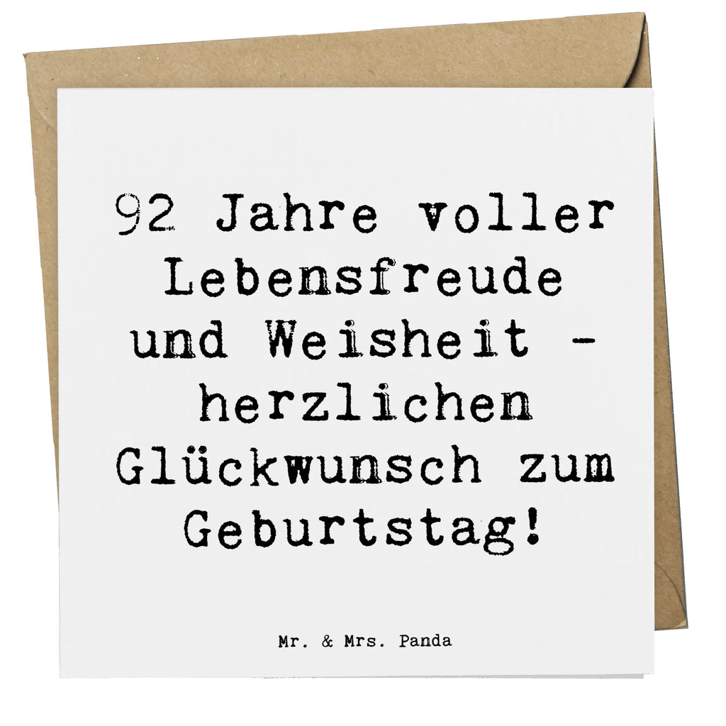 Deluxe Card Saying 92 Jahre voller Lebensfreude und Weisheit - herzlichen Glückwunsch zum Geburtstag! Karte, Einladungskarte, Hochwertige Klappkarte, Geburtstagskarte, Klappkarte, Grußkarte, Glückwunschkarte, Hochzeitskarte, Hochwertige Grußkarte, Geburtstag, Geburtstagsgeschenk, Geschenk
