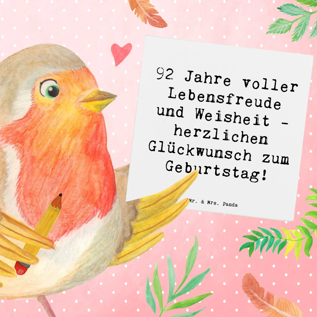 Deluxe Card Saying 92 Jahre voller Lebensfreude und Weisheit - herzlichen Glückwunsch zum Geburtstag! Karte, Einladungskarte, Hochwertige Klappkarte, Geburtstagskarte, Klappkarte, Grußkarte, Glückwunschkarte, Hochzeitskarte, Hochwertige Grußkarte, Geburtstag, Geburtstagsgeschenk, Geschenk