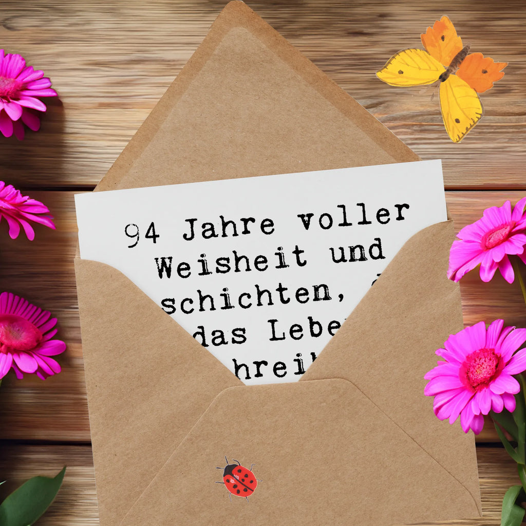 Deluxe Karte Spruch 94. Geburtstag Klappkarte, Karte, Hochzeitskarte, Grußkarte, Einladungskarte, Hochwertige Grußkarte, Glückwunschkarte, Hochwertige Klappkarte, Geburtstagskarte, Geburtstag, Geburtstagsgeschenk, Geschenk