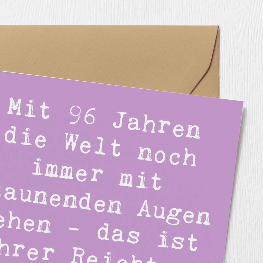 Deluxe Karte Spruch 96. Geburtstag Freude Hochwertige Grußkarte, Karte, Glückwunschkarte, Einladungskarte, Hochzeitskarte, Grußkarte, Hochwertige Klappkarte, Klappkarte, Geburtstagskarte, Geburtstag, Geburtstagsgeschenk, Geschenk