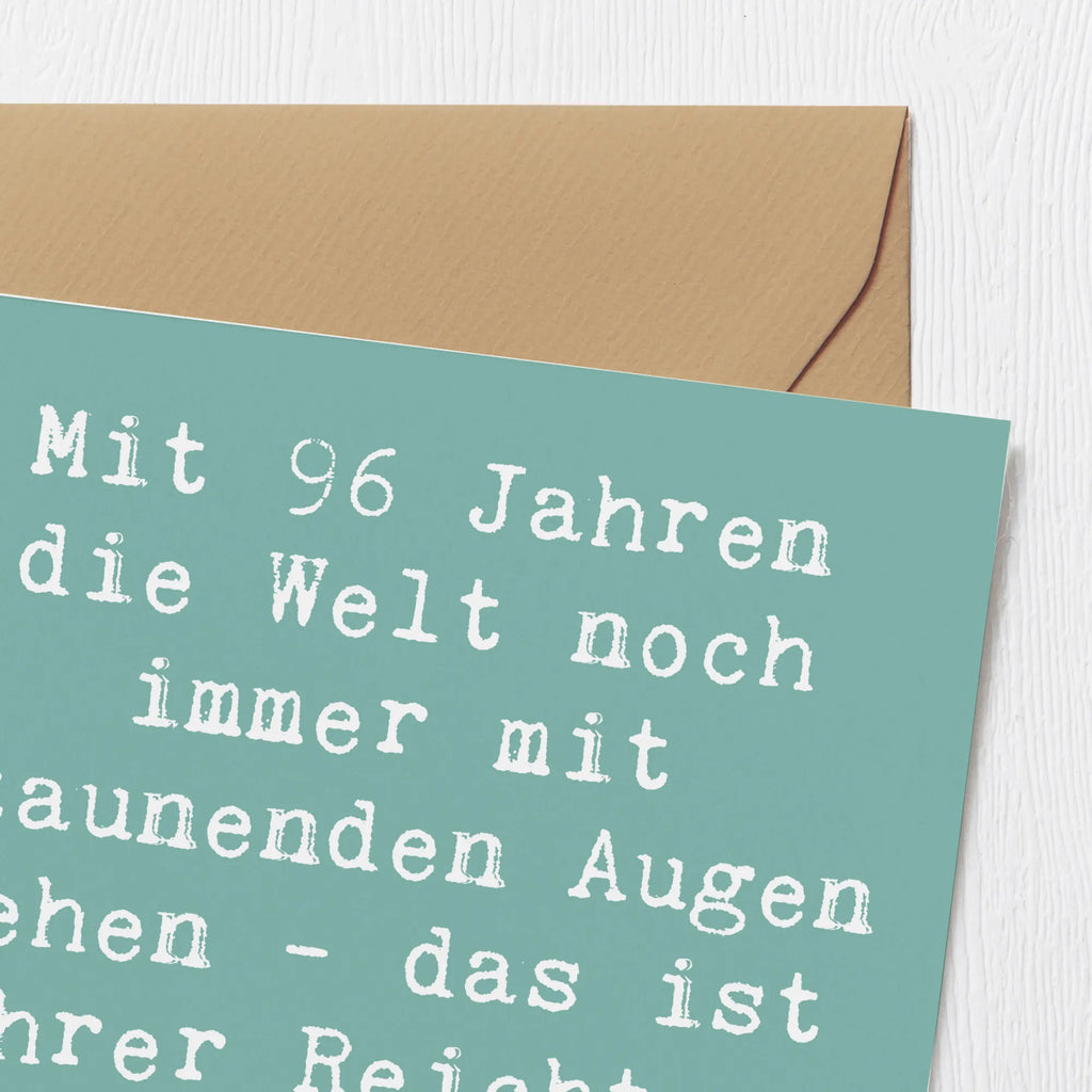 Deluxe Karte Spruch 96. Geburtstag Freude Hochwertige Grußkarte, Karte, Glückwunschkarte, Einladungskarte, Hochzeitskarte, Grußkarte, Hochwertige Klappkarte, Klappkarte, Geburtstagskarte, Geburtstag, Geburtstagsgeschenk, Geschenk