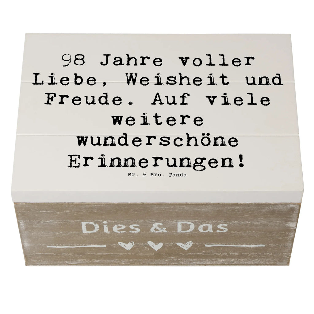 Wooden chest Saying 98 Jahre voller Liebe, Weisheit und Freude. Auf viele weitere wunderschöne Erinnerungen! Erinnerungskiste, Schatzkiste, Aufbewahrungsbox, Schatulle, Truhe, Kiste, XXL, Geschenkdose, Holzkiste, Geschenkbox, Dekokiste, Erinnerungsbox, Geburtstag, Geburtstagsgeschenk, Geschenk