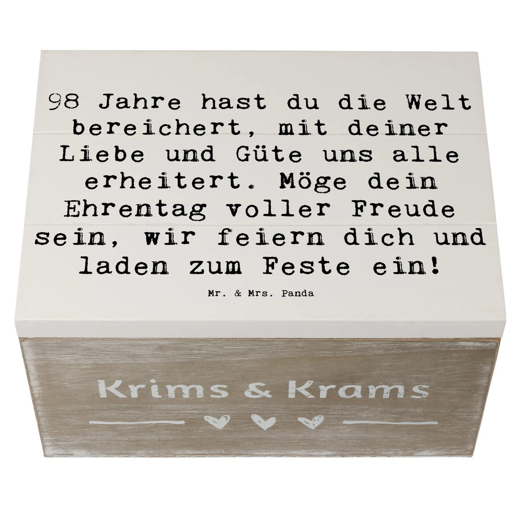 Holzkiste Spruch 98. Geburtstag Holzkiste, Aufbewahrungsbox, Kiste, Geschenkdose, Truhe, Geschenkbox, Dekokiste, Erinnerungskiste, Erinnerungsbox, Schatulle, Schatzkiste, XXL, Geburtstag, Geburtstagsgeschenk, Geschenk