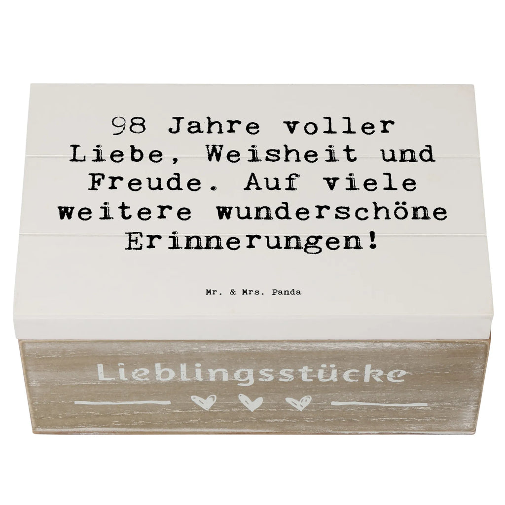 Wooden chest Saying 98 Jahre voller Liebe, Weisheit und Freude. Auf viele weitere wunderschöne Erinnerungen! Erinnerungskiste, Schatzkiste, Aufbewahrungsbox, Schatulle, Truhe, Kiste, XXL, Geschenkdose, Holzkiste, Geschenkbox, Dekokiste, Erinnerungsbox, Geburtstag, Geburtstagsgeschenk, Geschenk