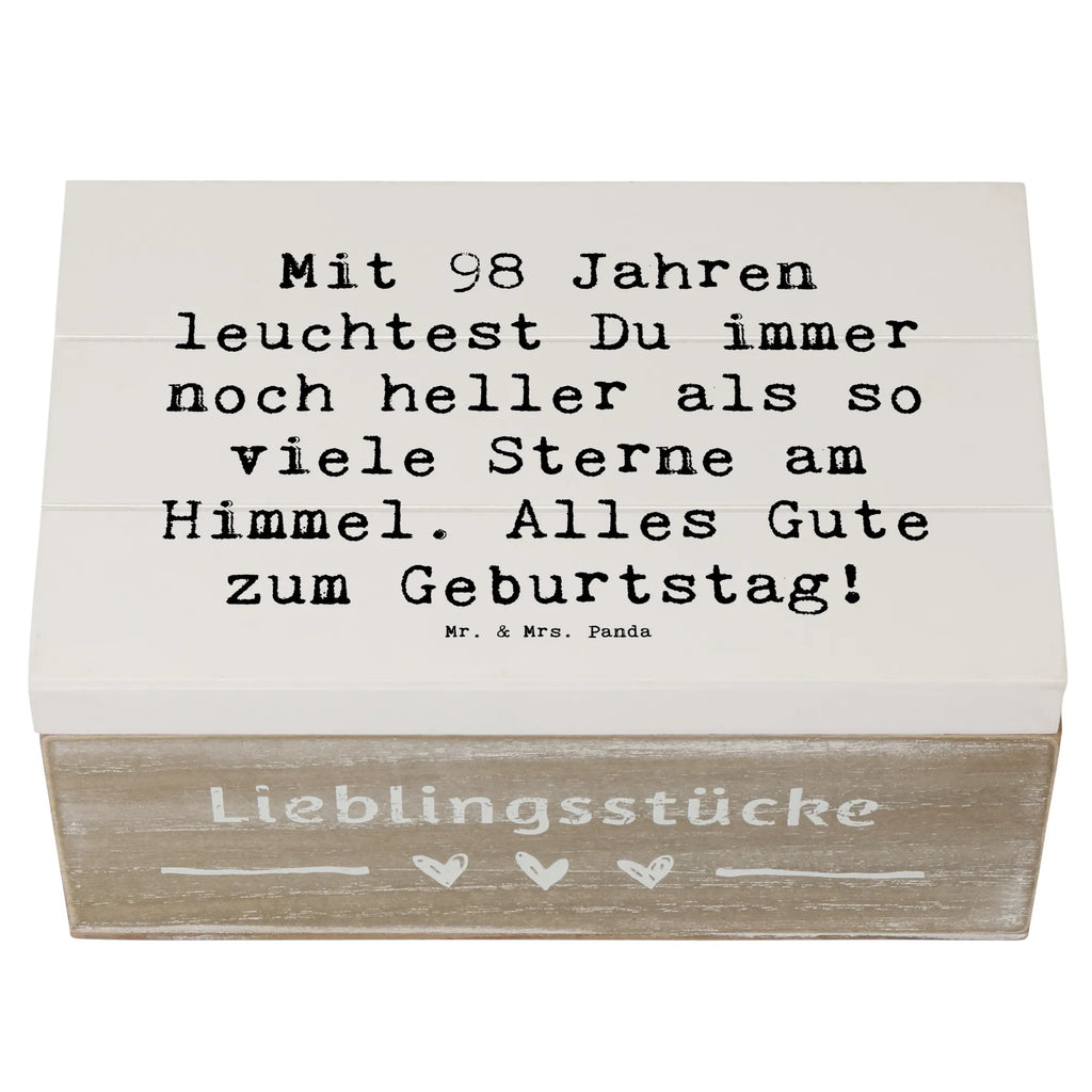 Holzkiste Spruch 98. Geburtstag Leuchten Aufbewahrungsbox, Erinnerungskiste, Kiste, Truhe, Geschenkbox, Erinnerungsbox, Schatulle, Dekokiste, Schatzkiste, XXL, Geschenkdose, Holzkiste, Geburtstag, Geburtstagsgeschenk, Geschenk