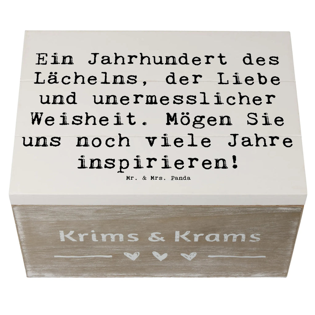 Wooden chest Saying Ein Jahrhundert des Lächelns, der Liebe und unermesslicher Weisheit. Mögen Sie uns noch viele Jahre inspirieren! Aufbewahrungsbox, Geschenkbox, Schatulle, Kiste, Holzkiste, XXL, Dekokiste, Truhe, Geschenkdose, Erinnerungskiste, Erinnerungsbox, Schatzkiste, Geburtstag, Geburtstagsgeschenk, Geschenk