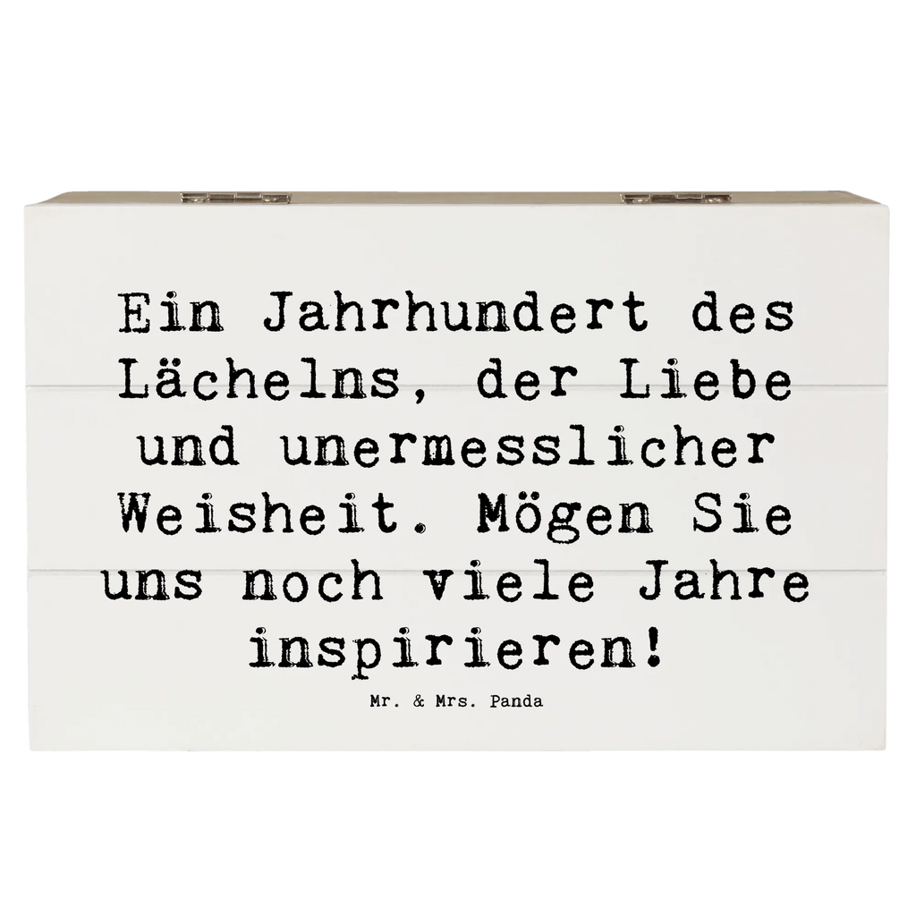 Wooden chest Saying Ein Jahrhundert des Lächelns, der Liebe und unermesslicher Weisheit. Mögen Sie uns noch viele Jahre inspirieren! Aufbewahrungsbox, Geschenkbox, Schatulle, Kiste, Holzkiste, XXL, Dekokiste, Truhe, Geschenkdose, Erinnerungskiste, Erinnerungsbox, Schatzkiste, Geburtstag, Geburtstagsgeschenk, Geschenk