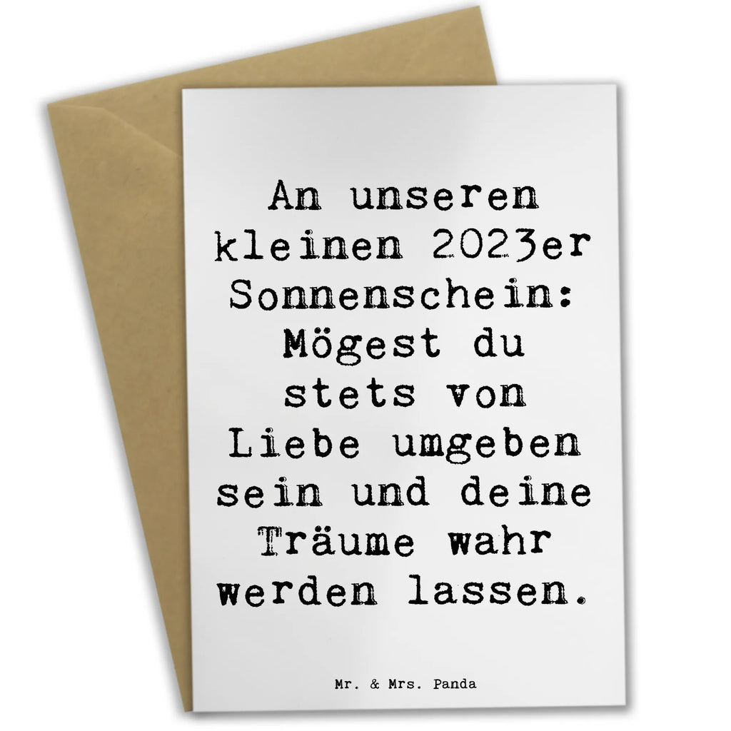 Greetings card Saying An unseren kleinen 2023er Sonnenschein: Mögest du stets von Liebe umgeben sein und deine Träume wahr werden lassen. Glückwunschkarte, Grußkarte, Einladungskarte, Hochzeitskarte, Ansichtskarten, Geburtstagskarte, Karte, Klappkarte, Geburtstag, Geburtstagsgeschenk, Geschenk