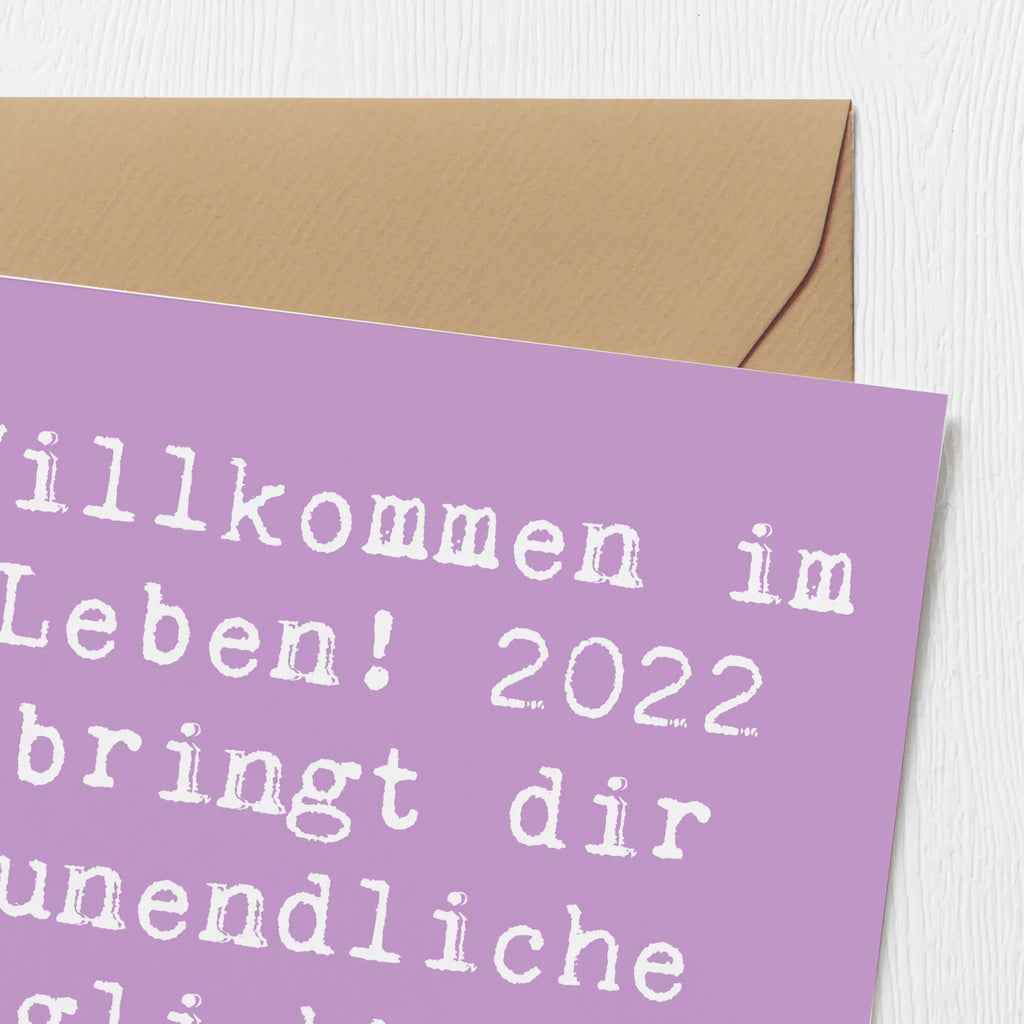 Deluxe Card Saying Willkommen im Leben! 2022 bringt dir unendliche Möglichkeiten und Freude! Karte, Grußkarte, Klappkarte, Einladungskarte, Glückwunschkarte, Hochzeitskarte, Geburtstagskarte, Hochwertige Grußkarte, Hochwertige Klappkarte, Geburtstag, Geburtstagsgeschenk, Geschenk