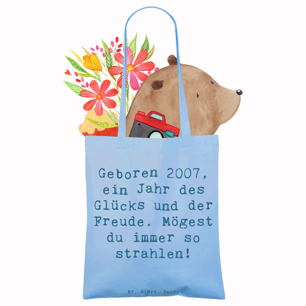 Tote bag Saying Geboren 2007, ein Jahr des Glücks und der Freude. Mögest du immer so strahlen! Stofftasche, Stoffbeutel, Umhängetasche, Schultertasche, Badetasche, Einkaufstasche, Shopper, Einkaufstüte, Beuteltasche, Strandtasche, Beutel, Laptoptasche, Jutebeutel, Tasche, Tragetasche, Jutetasche, Geburtstag, Geburtstagsgeschenk, Geschenk