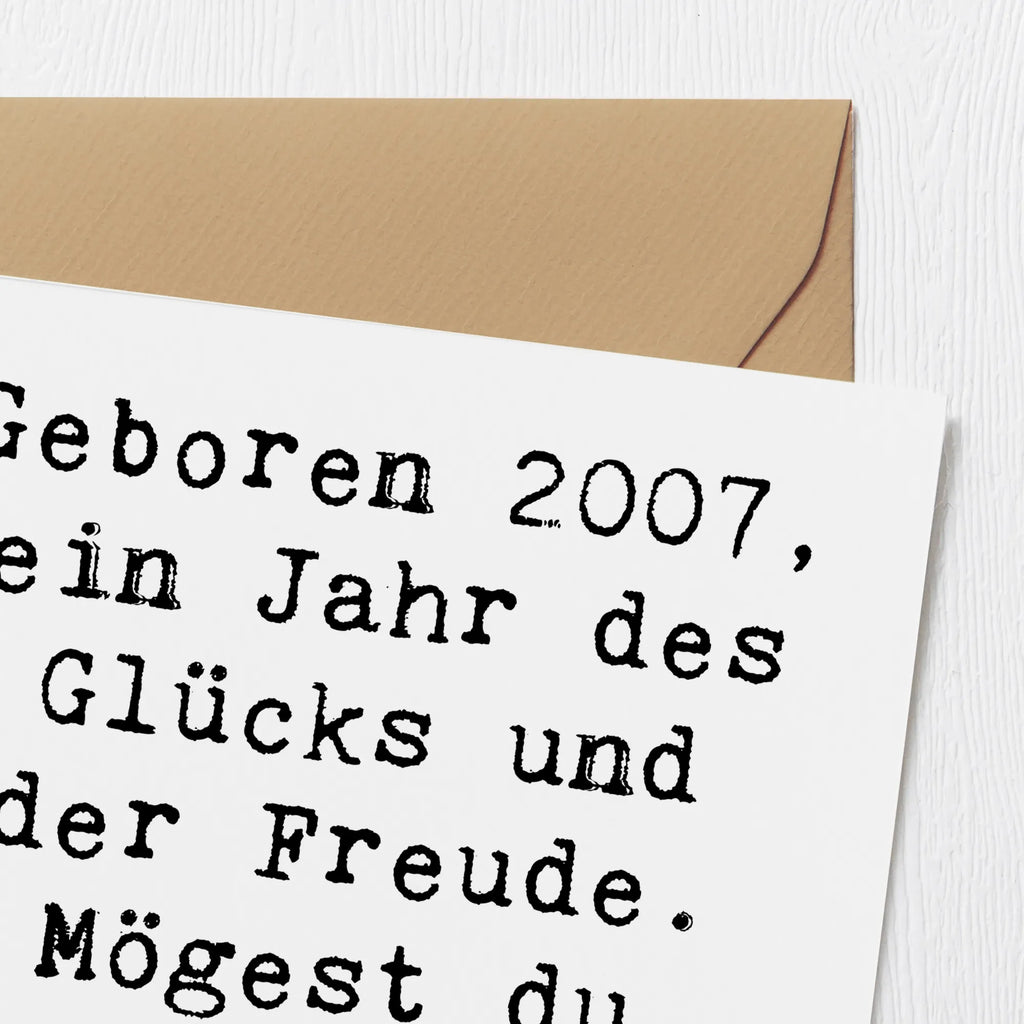 Deluxe Card Saying Geboren 2007, ein Jahr des Glücks und der Freude. Mögest du immer so strahlen! Karte, Grußkarte, Klappkarte, Einladungskarte, Glückwunschkarte, Hochzeitskarte, Geburtstagskarte, Hochwertige Grußkarte, Hochwertige Klappkarte, Geburtstag, Geburtstagsgeschenk, Geschenk