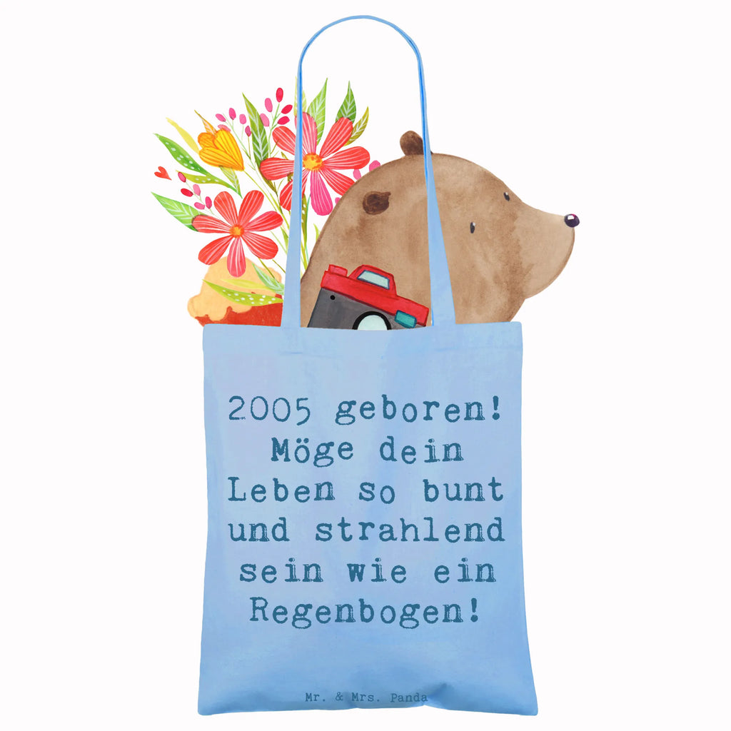 Tote bag Saying 2005 geboren! Möge dein Leben so bunt und strahlend sein wie ein Regenbogen! Beutel, Einkaufstasche, Umhängetasche, Stoffbeutel, Beuteltasche, Jutetasche, Laptoptasche, Schultertasche, Tragetasche, Jutebeutel, Strandtasche, Stofftasche, Tasche, Shopper, Badetasche, Einkaufstüte, Geburtstag, Geburtstagsgeschenk, Geschenk