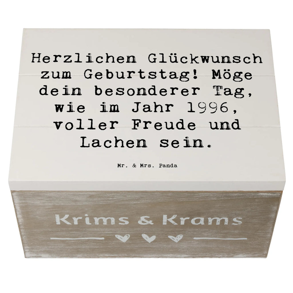 Wooden chest Saying Herzlichen Glückwunsch zum Geburtstag! Möge dein besonderer Tag, wie im Jahr 1996, voller Freude und Lachen sein. Dekokiste, Geschenkbox, Truhe, Schatulle, Holzkiste, Erinnerungsbox, Erinnerungskiste, Aufbewahrungsbox, Kiste, Geschenkdose, Schatzkiste, XXL, Geburtstag, Geburtstagsgeschenk, Geschenk