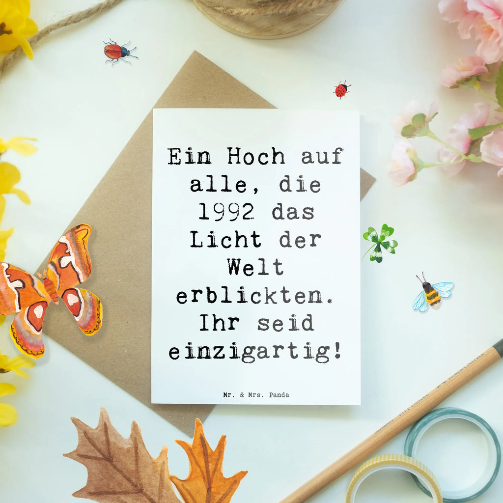 Greetings card Saying Ein Hoch auf alle, die 1992 das Licht der Welt erblickten. Ihr seid einzigartig! Klappkarte, Hochzeitskarte, Ansichtskarten, Einladungskarte, Grußkarte, Karte, Geburtstagskarte, Glückwunschkarte, Geburtstag, Geburtstagsgeschenk, Geschenk