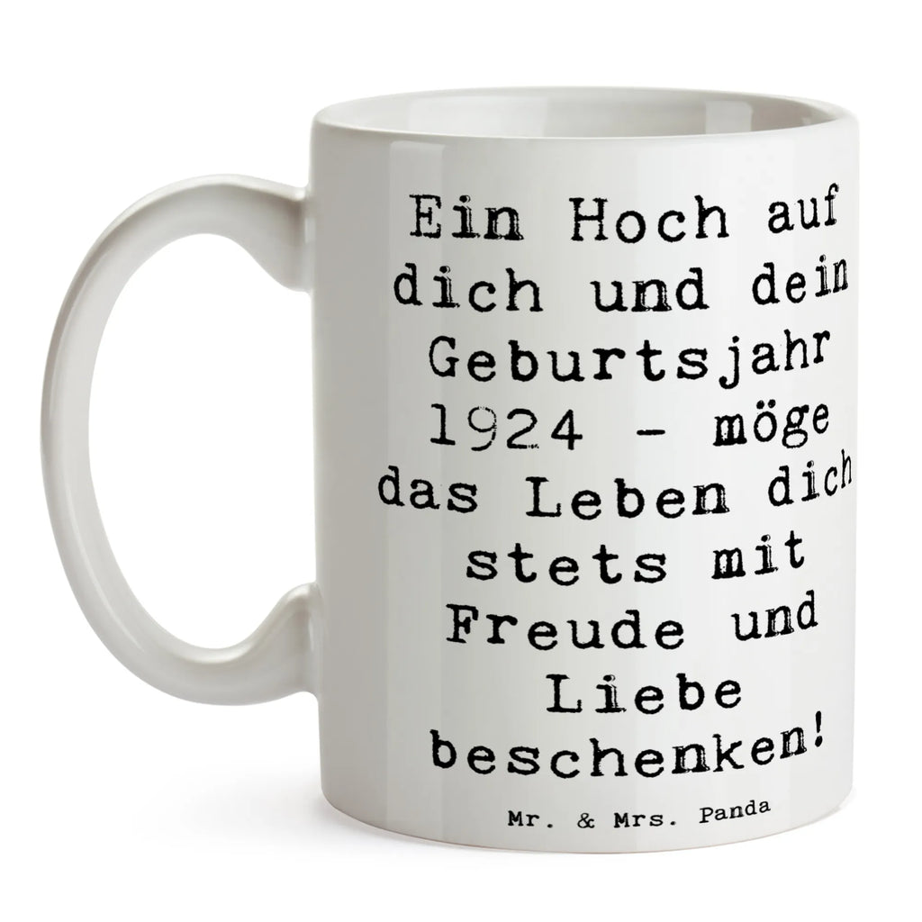 Mug Saying Ein Hoch auf dich und dein Geburtsjahr 1924 - möge das Leben dich stets mit Freude und Liebe beschenken! Tasse, Kaffeetasse, Teetasse, Becher, Kaffeebecher, Teebecher, Keramiktasse, Porzellantasse, Büro Tasse, Geschenk Tasse, Tasse Sprüche, Tasse Motive, Kaffeetassen, Tasse bedrucken, Designer Tasse, Cappuccino Tassen, Schöne Teetassen, Geburtstag, Geburtstagsgeschenk, Geschenk