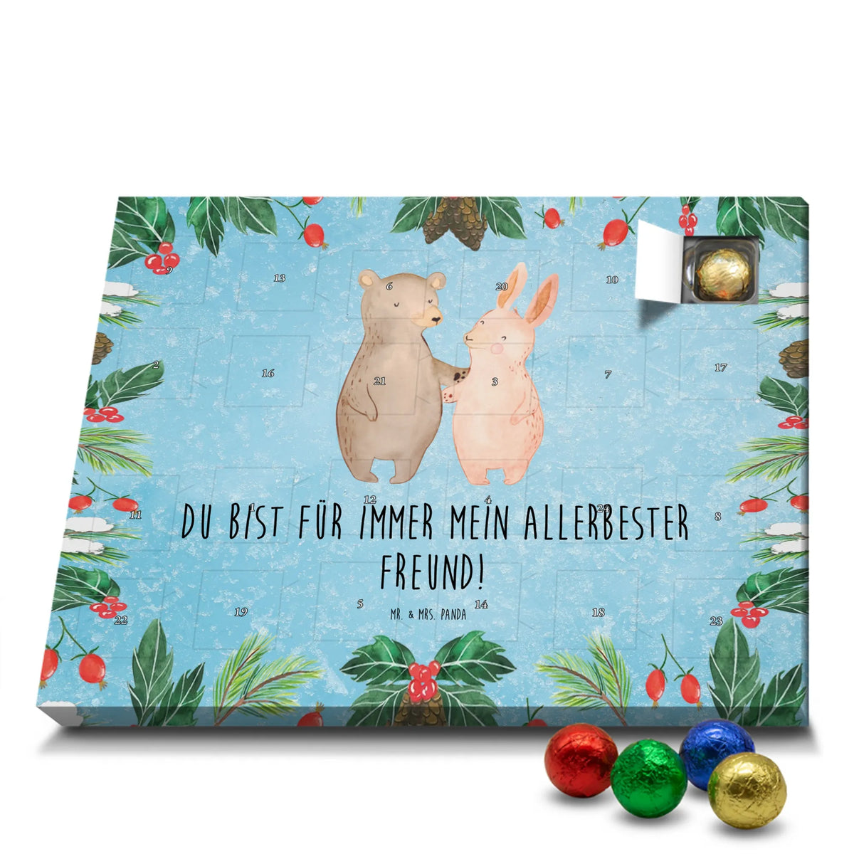 Chocolate advent calendar bear and rabbit Embrace Loving, Two, Together, Marriage, Proposal of marriage, Love gift, gift for her, gift for him, anniversary gift, friends, rabbit, best friend