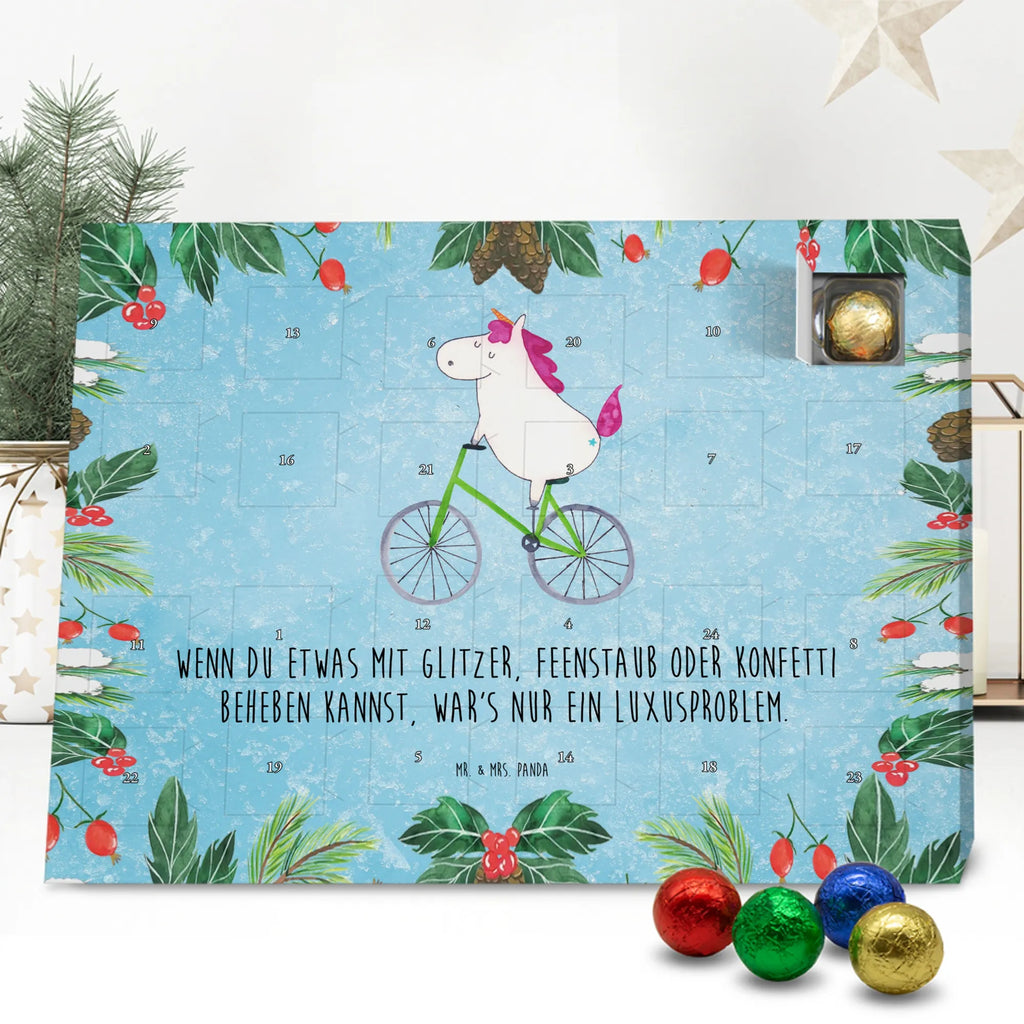 Chocolate advent calendar unicorn cyclist wheel, luxury problem, love affliction, confetti, fairy dust, cycling, cyclist gift, present, grief