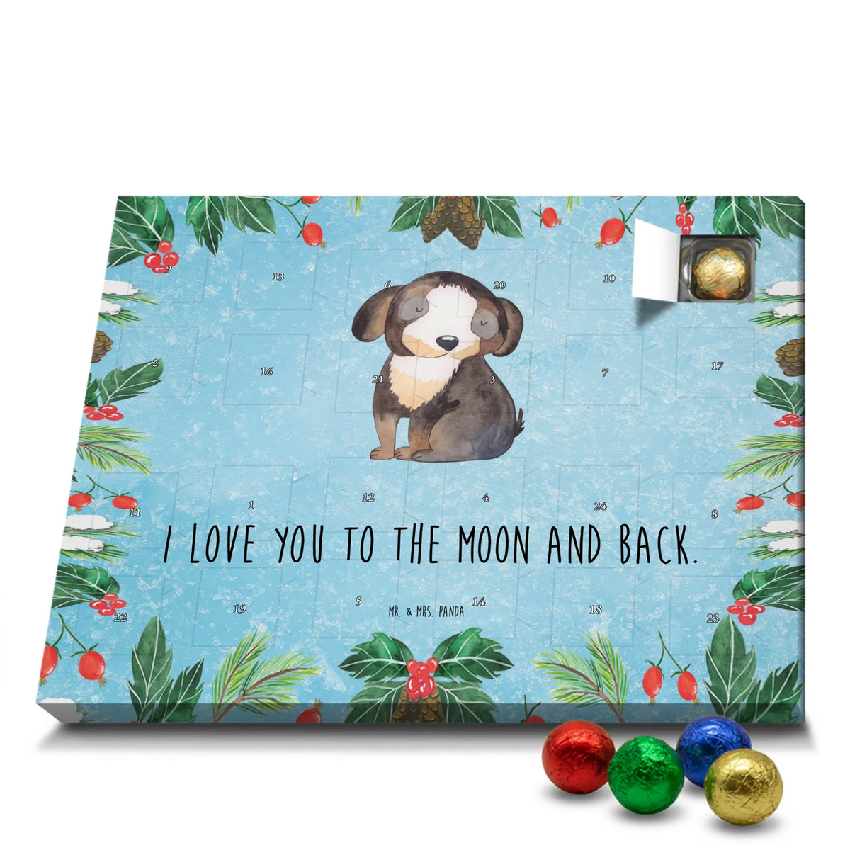 Chocolate advent calendar Dog Relax bag with dog print, woof, love for dogs, mutt, dog breed, dog decorative items, dog sayings, gifts for dogs, dog mama, Christmas gifts for dogs, love dogs, what do you give a dog lover, funny gifts for dog owners, hound, black dog, dog happiness, dog love