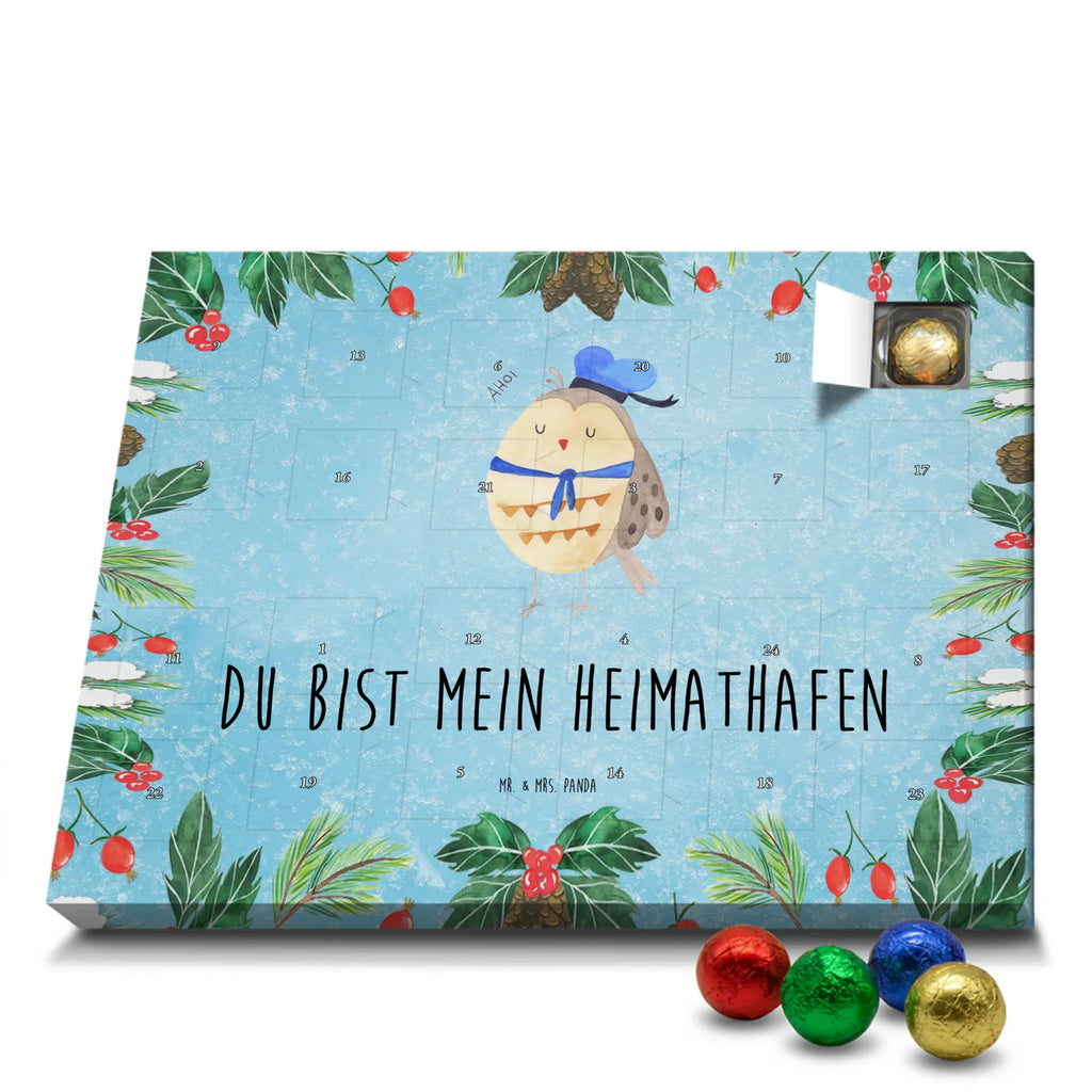 Chocolate advent calendar Owl sailor illustrated, nocturnal, romantic gift, gift ideas, birthday present, forest animal, bird, owl decor, Owl saying, Pun funny, Girlfriend, Marriage, Home port, Mariner, Wedding anniversary gift, Sailor, Owl decoration