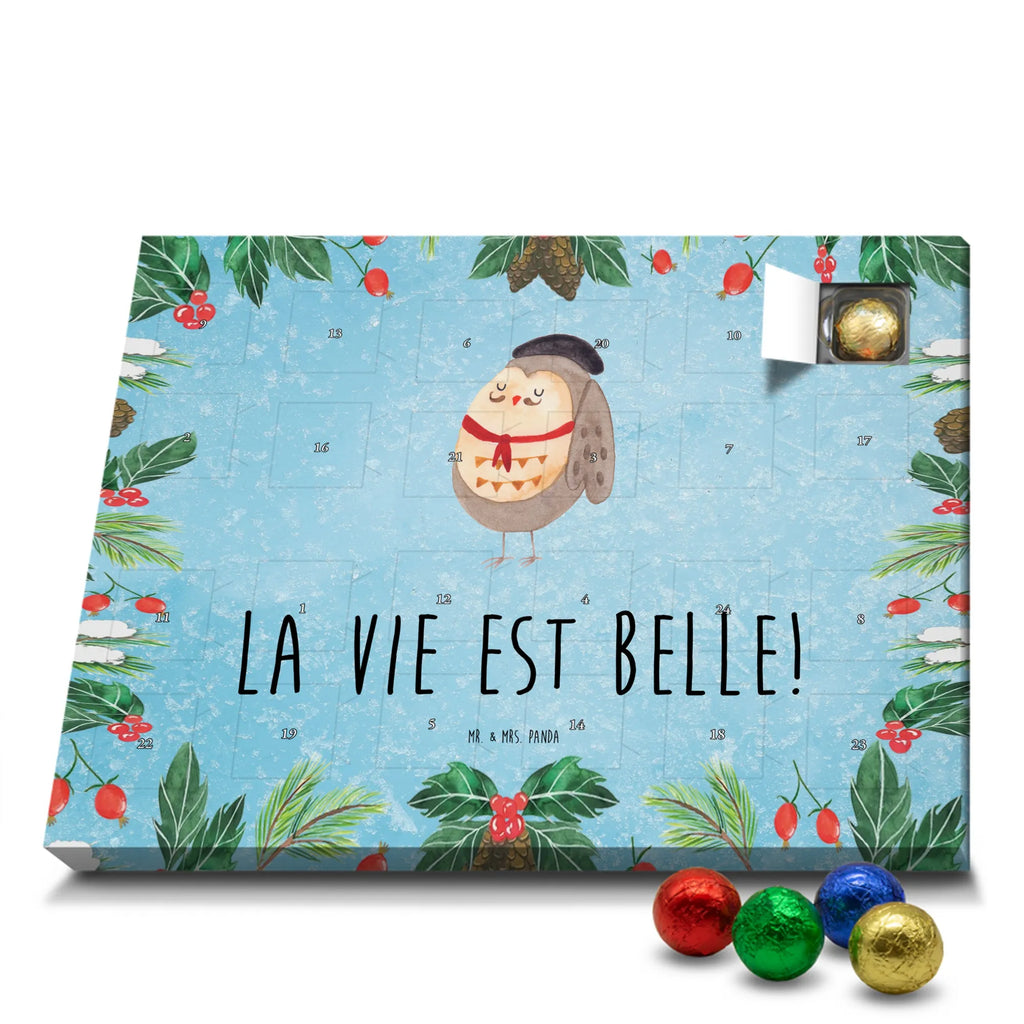 Chocolate advent calendar Owl France illustrated, nocturnal, romantic gift, gift ideas, birthday present, forest animal, bird, owl decor, Owls, Life is beautiful, Say beautiful, France, Say French, Owl decoration