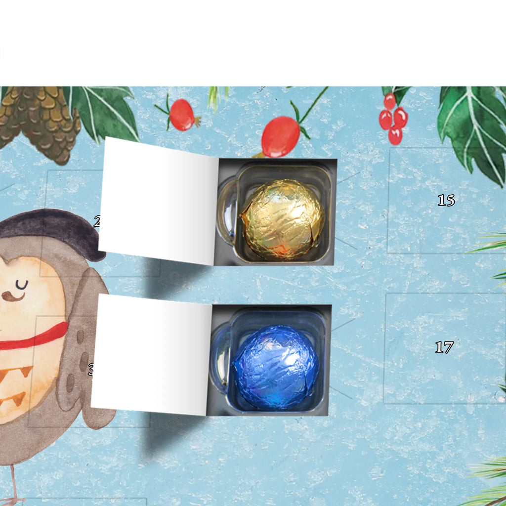 Chocolate advent calendar Owl France illustrated, nocturnal, romantic gift, gift ideas, birthday present, forest animal, bird, owl decor, Owls, Life is beautiful, Say beautiful, France, Say French, Owl decoration
