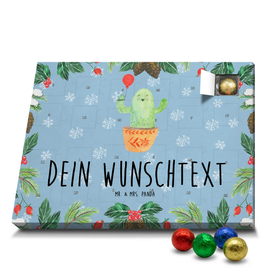 Personalisierter Schoko Adventskalender Kaktus Luftballon Personalisierter Adventskalender, Adventskalender mit Namen, Kakteen, Kaktus, Ausbildung, Freund, Stress, Freude, Prüfung, Freundin, Luftballon, Büroalltag, Büro, Neustart