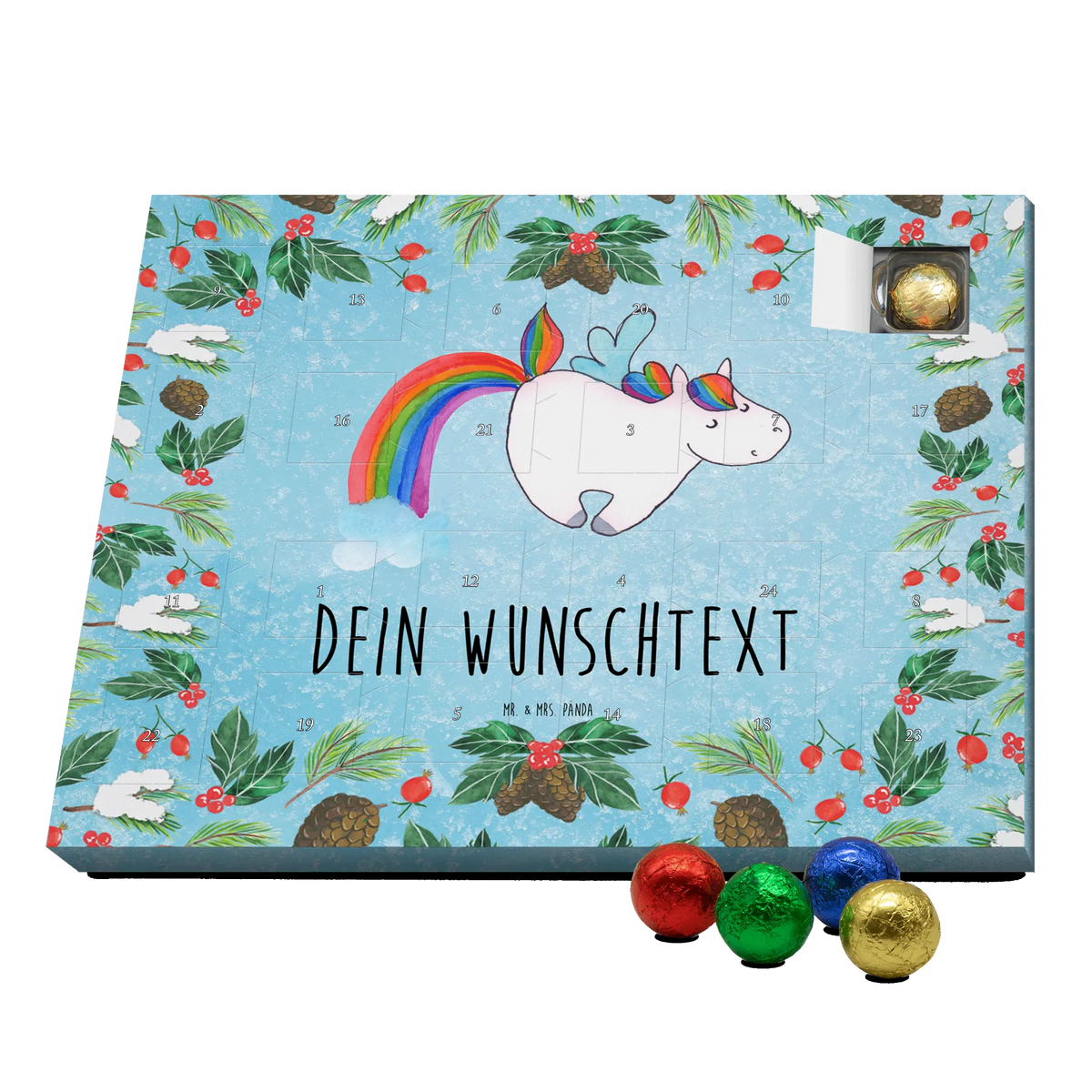 Personalisierter Schoko Adventskalender Einhorn Fliegendes Pferd