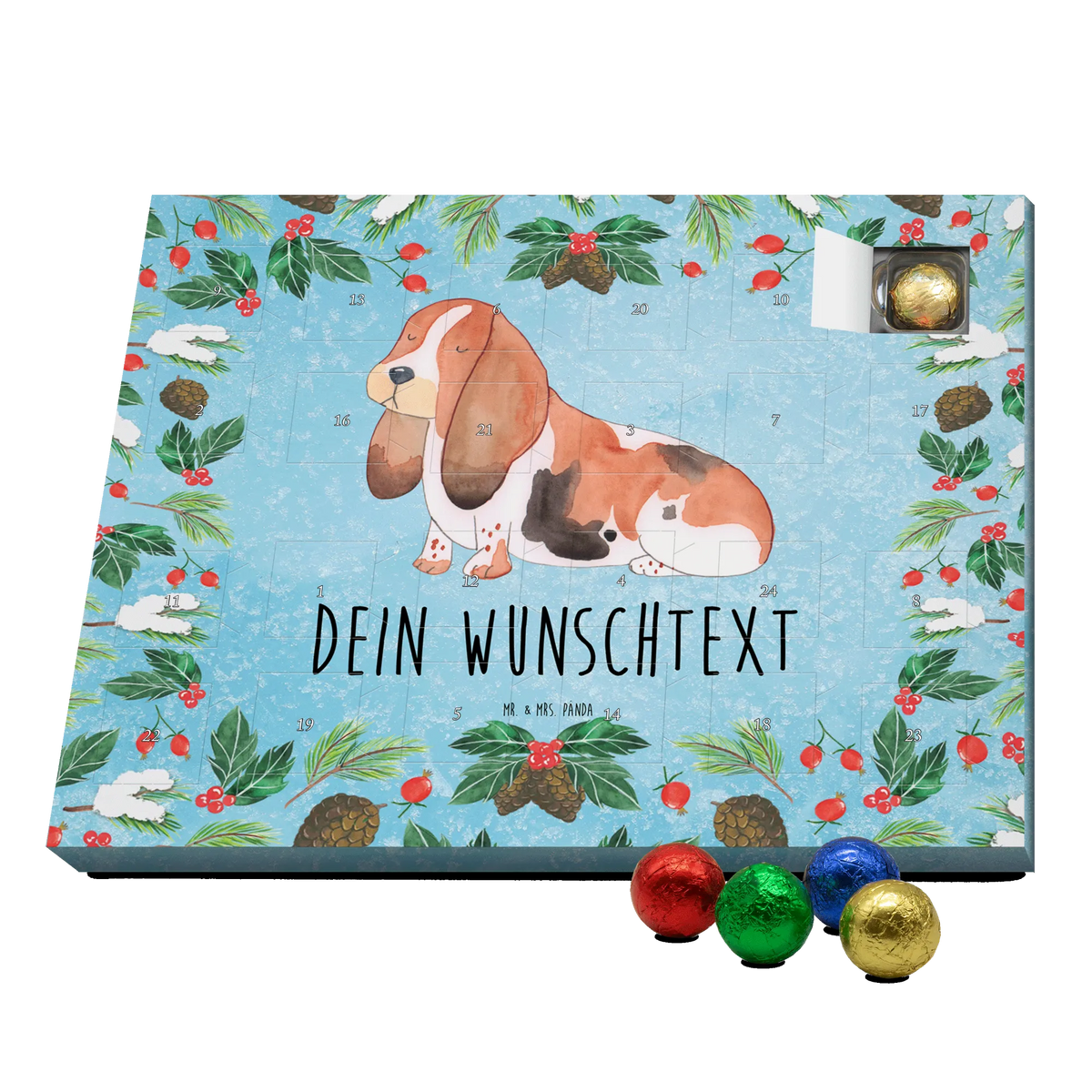Personalisierter Schoko Adventskalender Hund Basset Hound
