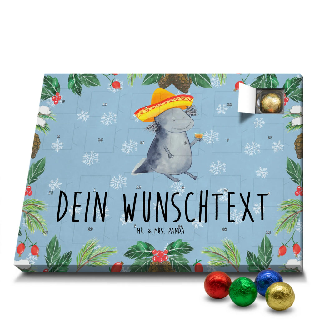 Personalisierter Schoko Adventskalender Axolotl Tequila Personalisierter Adventskalender, Adventskalender mit Namen, Axolotl, Molch, Lurch, Mexico, Spruch, Zitrone, Sombrero, Mexiko, Motivation, Feuerdrache, Feuersalamander, Tequila, Axolot, Schwanzlurch, Lurche