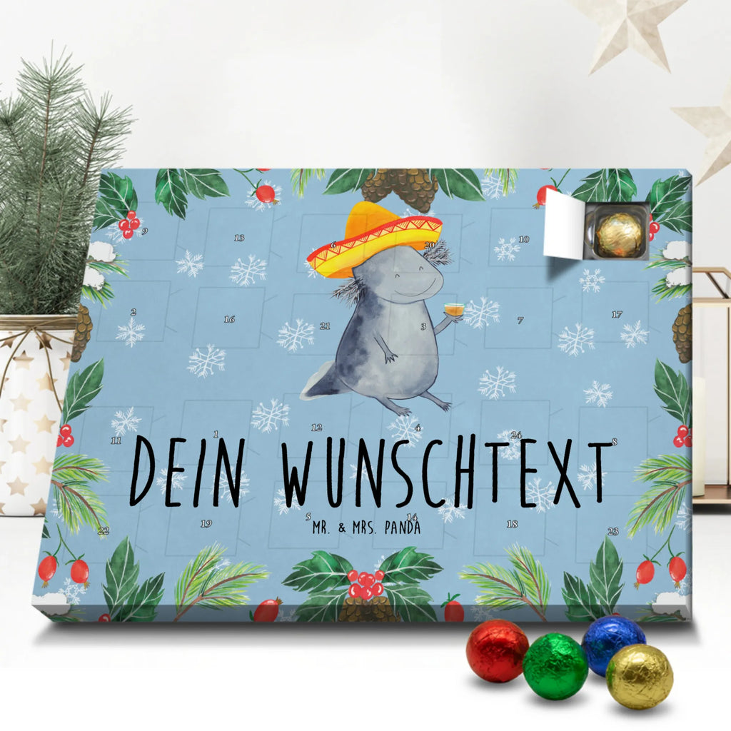 Personalisierter Schoko Adventskalender Axolotl Tequila Personalisierter Adventskalender, Adventskalender mit Namen, Axolotl, Molch, Lurch, Mexico, Spruch, Zitrone, Sombrero, Mexiko, Motivation, Feuerdrache, Feuersalamander, Tequila, Axolot, Schwanzlurch, Lurche