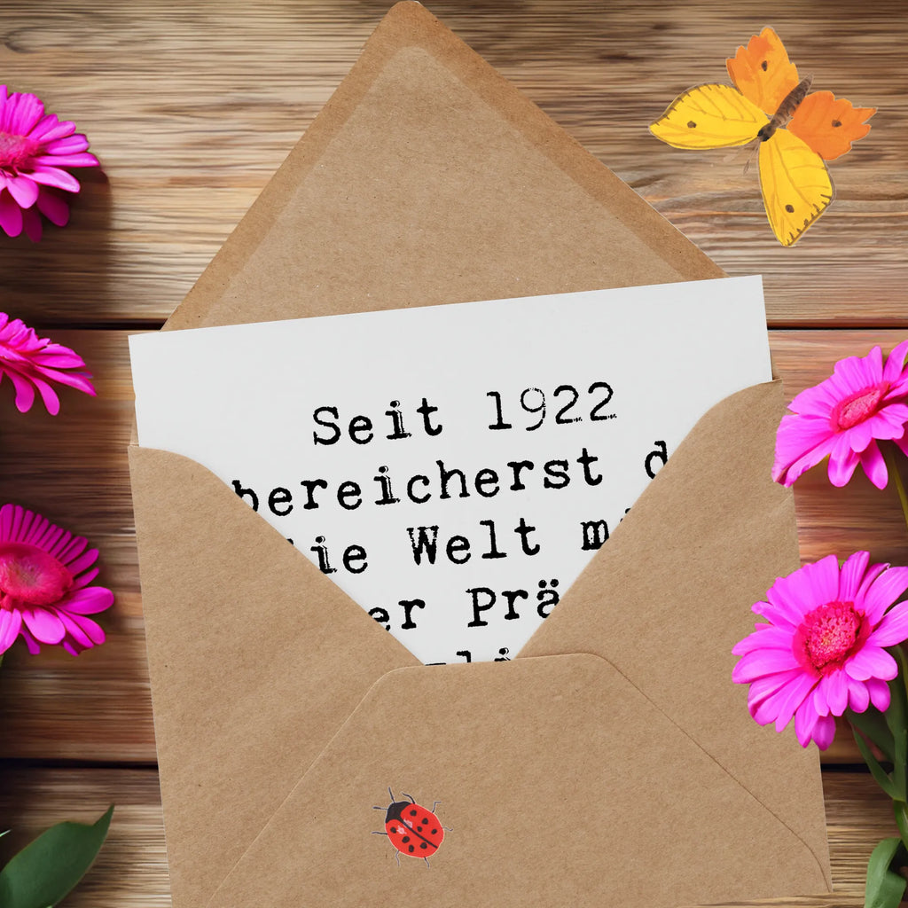 Deluxe Card Saying Seit 1922 bereicherst du die Welt mit deiner Präsenz. Herzlichen Glückwunsch und alles Liebe! Klappkarte, Karte, Grußkarte, Glückwunschkarte, Hochzeitskarte, Hochwertige Grußkarte, Hochwertige Klappkarte, Einladungskarte, Geburtstagskarte, Geburtstag, Geburtstagsgeschenk, Geschenk