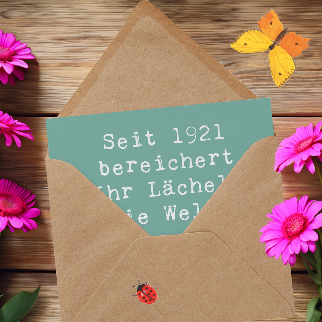 Deluxe Karte Spruch 1921 Geburtstag Einladungskarte, Grußkarte, Hochwertige Grußkarte, Hochzeitskarte, Klappkarte, Hochwertige Klappkarte, Karte, Glückwunschkarte, Geburtstagskarte, Geburtstag, Geburtstagsgeschenk, Geschenk