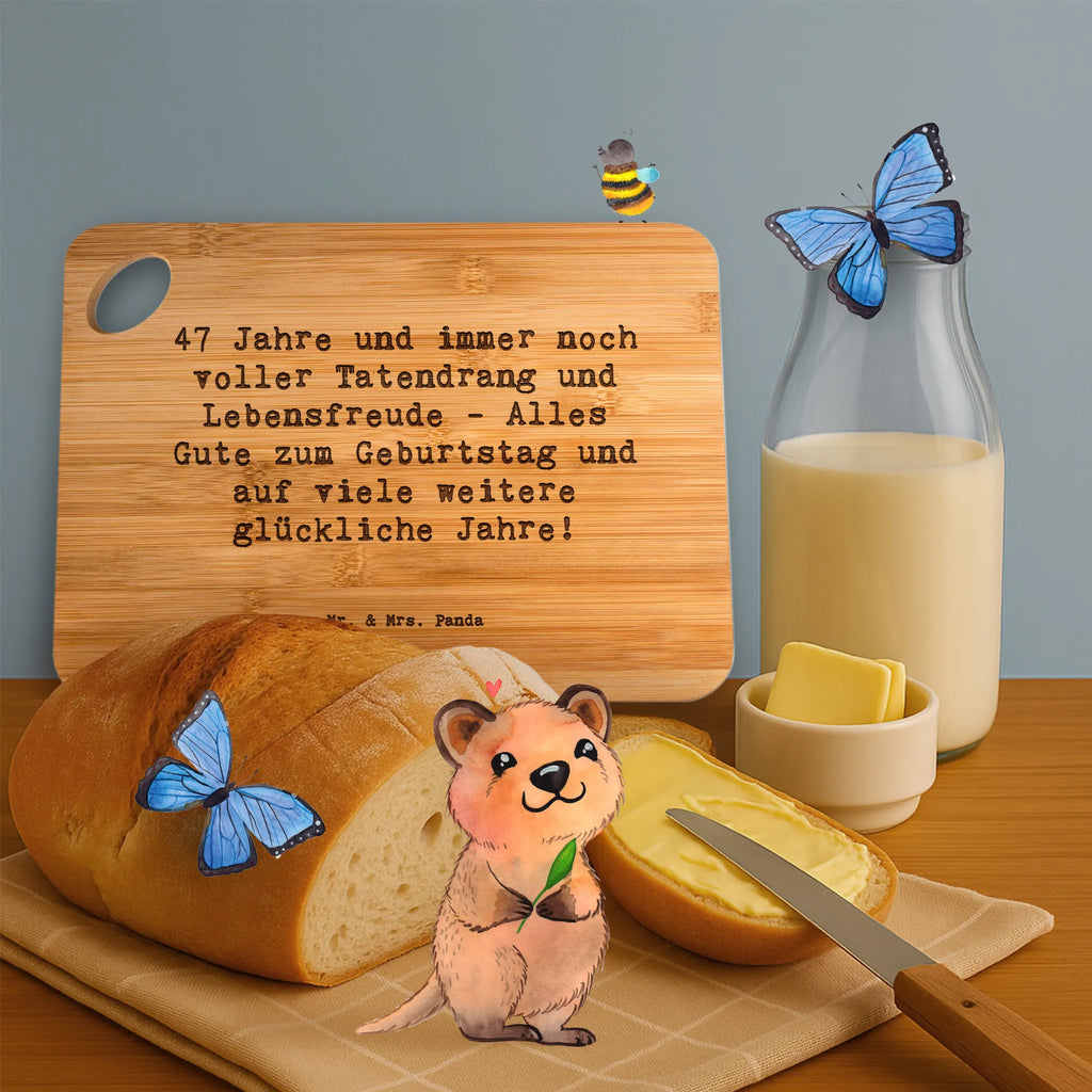 Bambus - deska do krojenia Przysłowie 47 Jahre und immer noch voller Tatendrang und Lebensfreude - Alles Gute zum Geburtstag und auf viele weitere glückliche Jahre! Urodziny, prezent urodzinowy, prezent