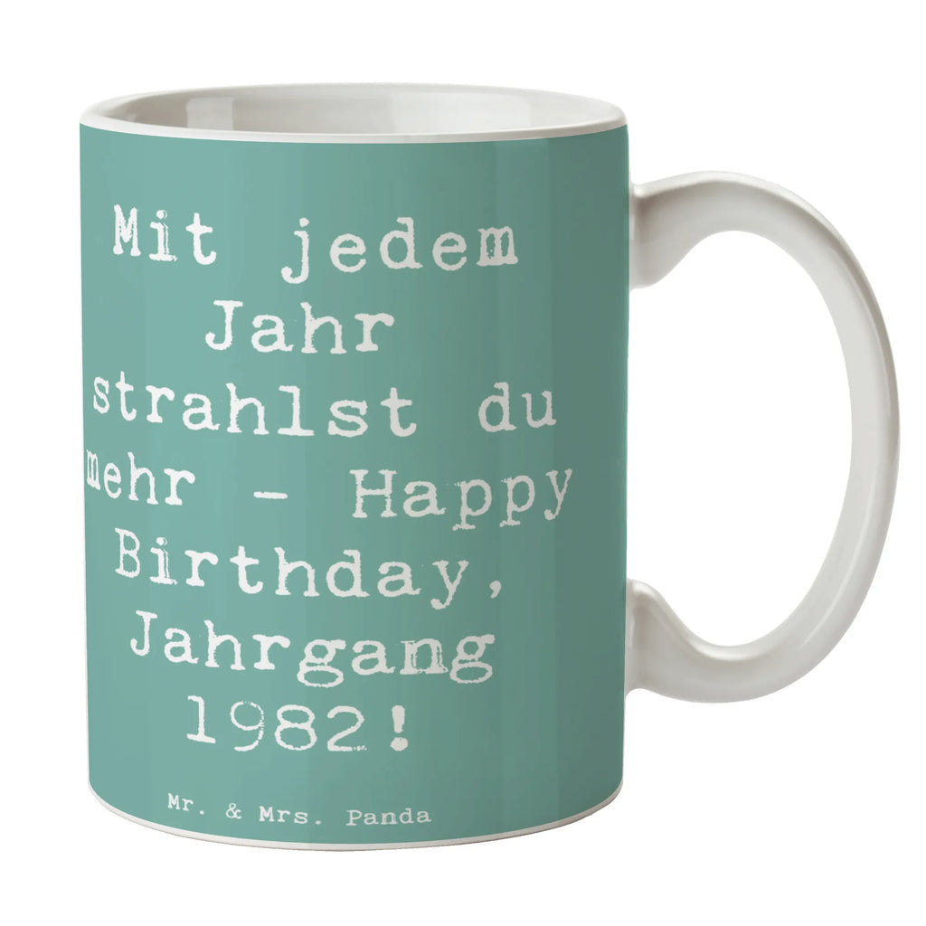 Tasse Spruch 1982 Geburtstag Glanz Porzellantasse, Kaffeetasse, Teetasse, Tasse mit Zitaten, Tasse mit Motiven, Keramiktasse, Tasse, Bürotasse, Geschenktasse, Geburtstag, Geburtstagsgeschenk, Geschenk