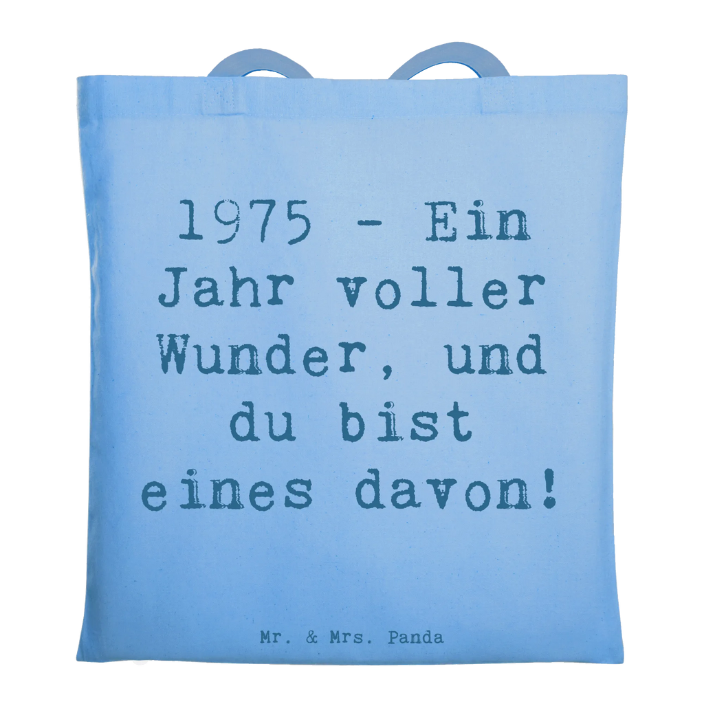 Tote bag Saying 1975 - Ein Jahr voller Wunder, und du bist eines davon! Stoffbeutel, Beuteltasche, Jutetasche, Laptoptasche, Einkaufstasche, Badetasche, Shopper, Umhängetasche, Tragetasche, Tasche, Beutel, Strandtasche, Stofftasche, Jutebeutel, Einkaufstüte, Schultertasche, Geburtstag, Geburtstagsgeschenk, Geschenk