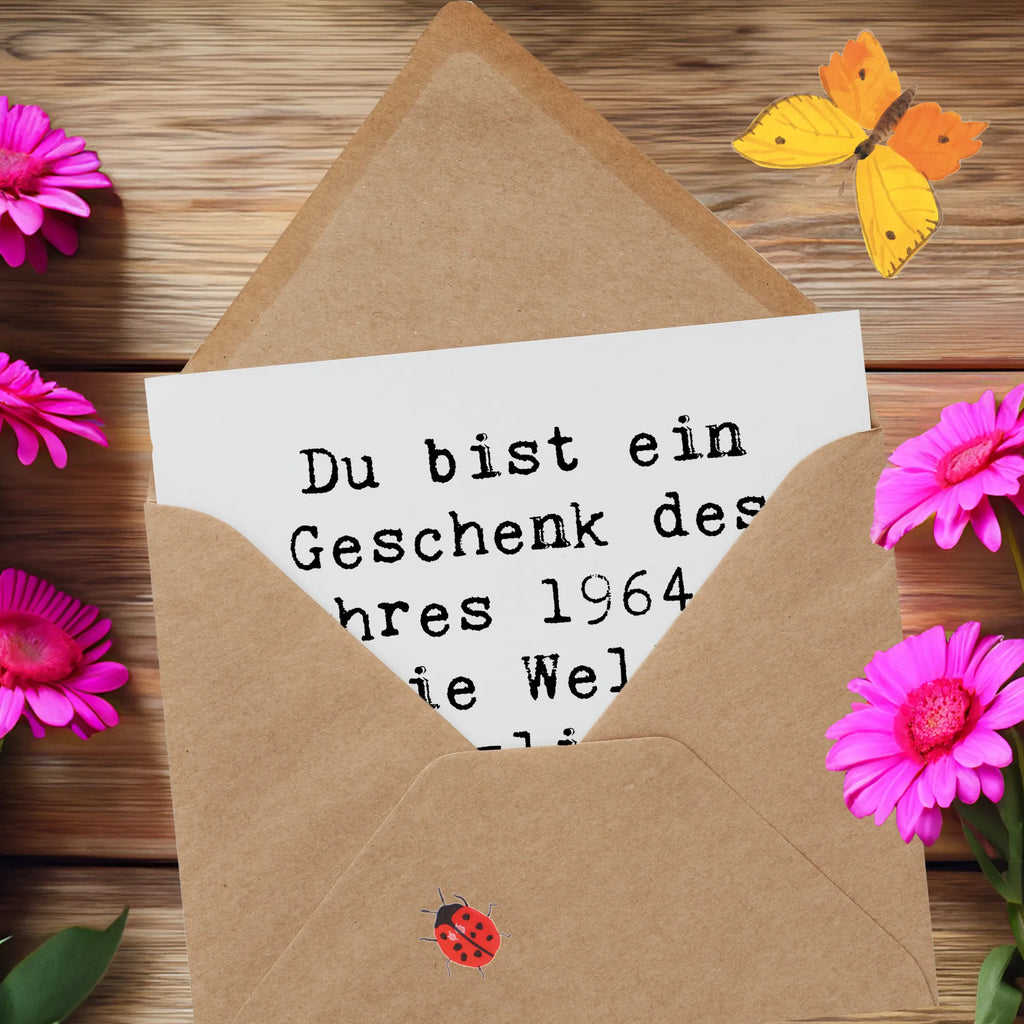 Deluxe Card Saying Du bist ein Geschenk des Jahres 1964 an die Welt. Herzlichen Glückwunsch zum Geburtstag! Grußkarte, Hochzeitskarte, Karte, Hochwertige Grußkarte, Einladungskarte, Klappkarte, Glückwunschkarte, Geburtstagskarte, Hochwertige Klappkarte, Geburtstag, Geburtstagsgeschenk, Geschenk
