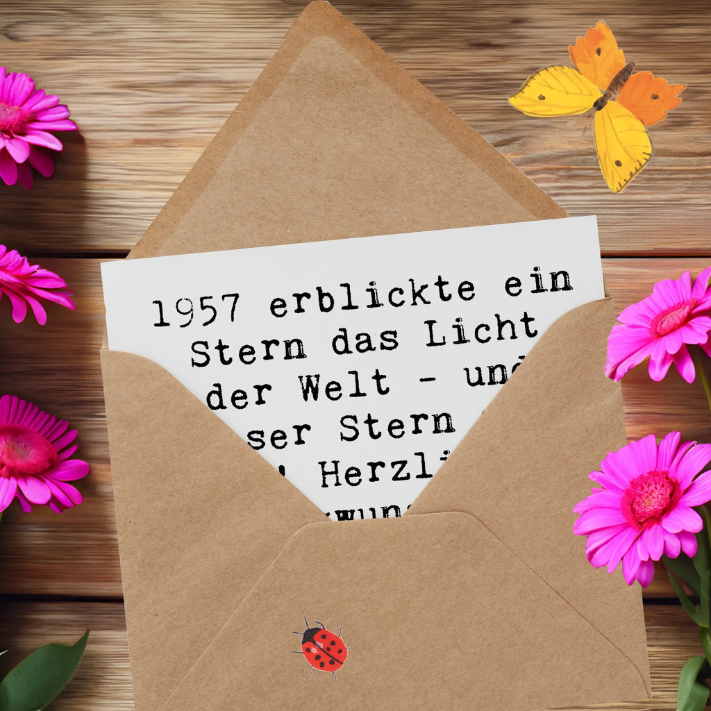 Deluxe Karte Spruch 1957 Geburtstag Stern Glückwunschkarte, Karte, Hochzeitskarte, Grußkarte, Hochwertige Klappkarte, Hochwertige Grußkarte, Klappkarte, Geburtstagskarte, Einladungskarte, Geburtstag, Geburtstagsgeschenk, Geschenk