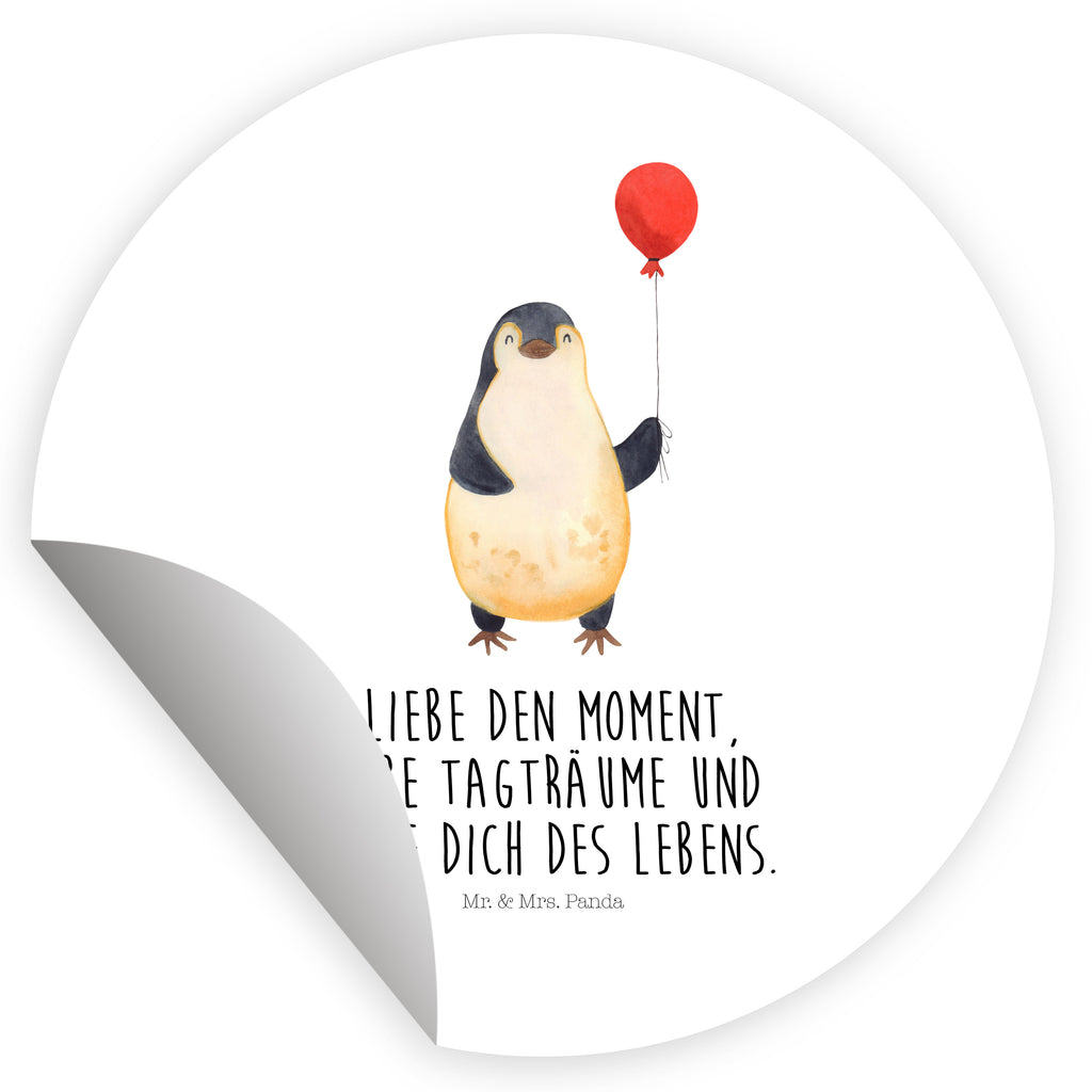 Rund Aufkleber Pinguin Luftballon Sticker, Aufkleber, Etikett, Pinguin, Pinguine, Luftballon, Tagträume, Lebenslust, Geschenk Freundin, Geschenkidee, beste Freundin, Motivation, Neustart, neues Leben, Liebe, Glück