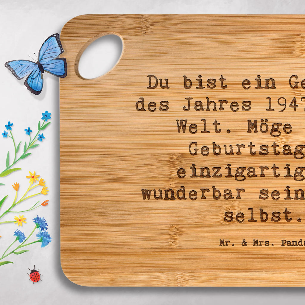 Bamboo chopping board Saying Du bist ein Geschenk des Jahres 1947 an die Welt. Möge dein Geburtstag so einzigartig und wunderbar sein wie du selbst. cutting block, kitchen, nature, bamboo, engraving, dulcimer, board, wood, carving board, breakfast board, slices, breakfast, solid, kitchen board, cutting board, robust, Birthday, celebration, party, birthday party, friends, family, birthday wish, birthday present, birthday cards, 18th birthday, 30th birthday, 40th, 50th, 60th, 70th, 80th, 90th, 90th., gift ideas, gifts for girlfriend, boyfriend, mom, dad, brother, sister, congratulations, funny, sayings, 1 year, money gifts, guest gifts, gifts online, gift basket, special gifts, unusual gifts, extraordinary gifts, gift package, original gifts, gift items, special birthday gifts