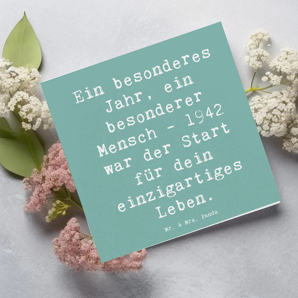Deluxe Card Saying Ein besonderes Jahr, ein besonderer Mensch - 1942 war der Start für dein einzigartiges Leben. anlasskarte, doppelkarte, Grußkarte, Glückwunschkarte, Klappkarte, faltkarte, Geschenk, Geburtstagsgeschenk, Geburtstag