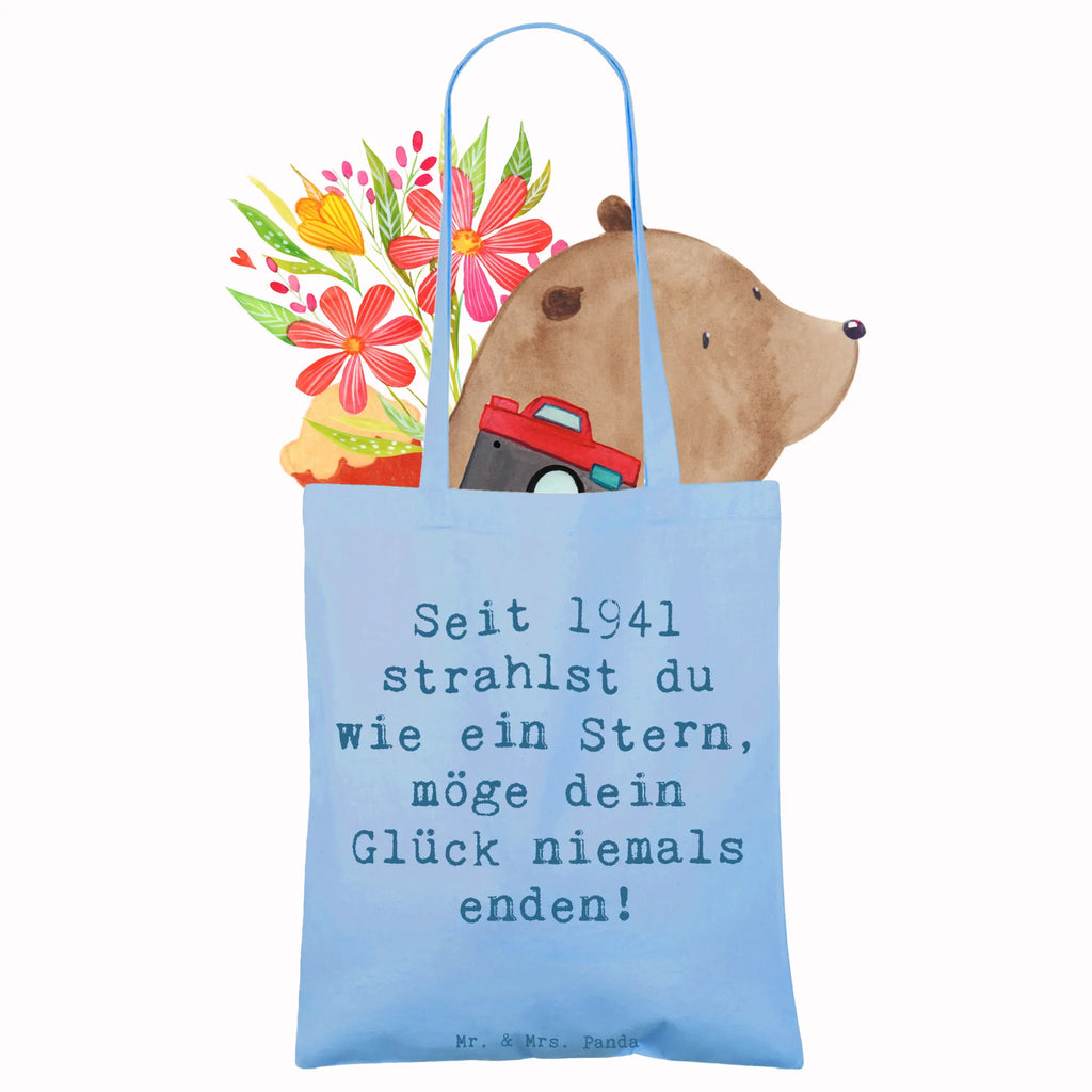 Tote bag Saying Seit 1941 strahlst du wie ein Stern, möge dein Glück niemals enden! Einkaufstasche, Shopper, Laptoptasche, Stofftasche, Schultertasche, Tasche, Strandtasche, Umhängetasche, Jutetasche, Stoffbeutel, Badetasche, Jutebeutel, Tragetasche, Einkaufstüte, Beutel, Beuteltasche, Geburtstag, Geburtstagsgeschenk, Geschenk