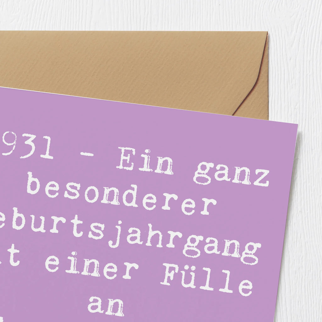 Deluxe Card Saying 1931 - Ein ganz besonderer Geburtsjahrgang mit einer Fülle an Lebenserfahrung und Weisheit. Klappkarte, Hochwertige Grußkarte, Glückwunschkarte, Hochwertige Klappkarte, Geburtstagskarte, Karte, Hochzeitskarte, Grußkarte, Einladungskarte, Geburtstag, Geburtstagsgeschenk, Geschenk